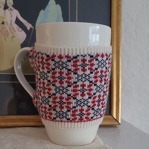 White Mug With Plaid Cozy
